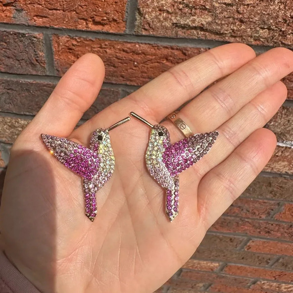 Zara Hummingbird Purple Crystal Earrings - Picture 8 of 9